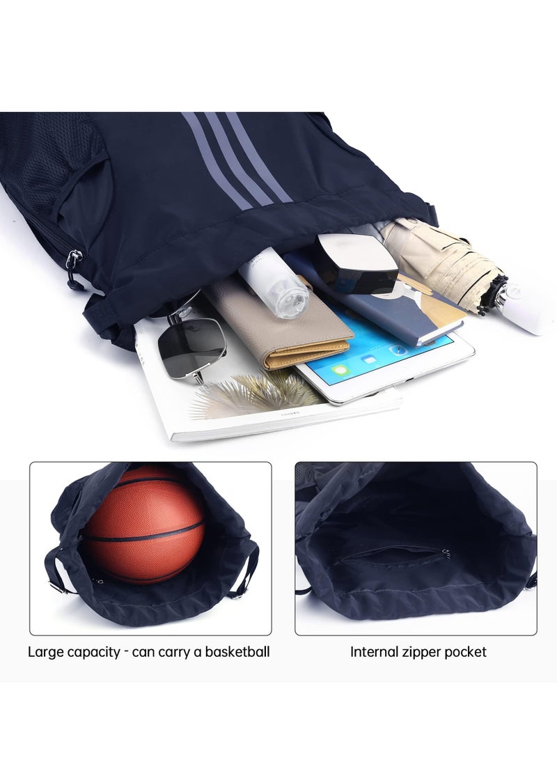 TRASSLE Drawstring Backpack Drawstring Bag Gym Sack String Bag, Basketball Bag Bundle Pocket Drawstring Backpack Student School Bag Football Bag Storage Bag Large Capacity Fitness  - Image 3