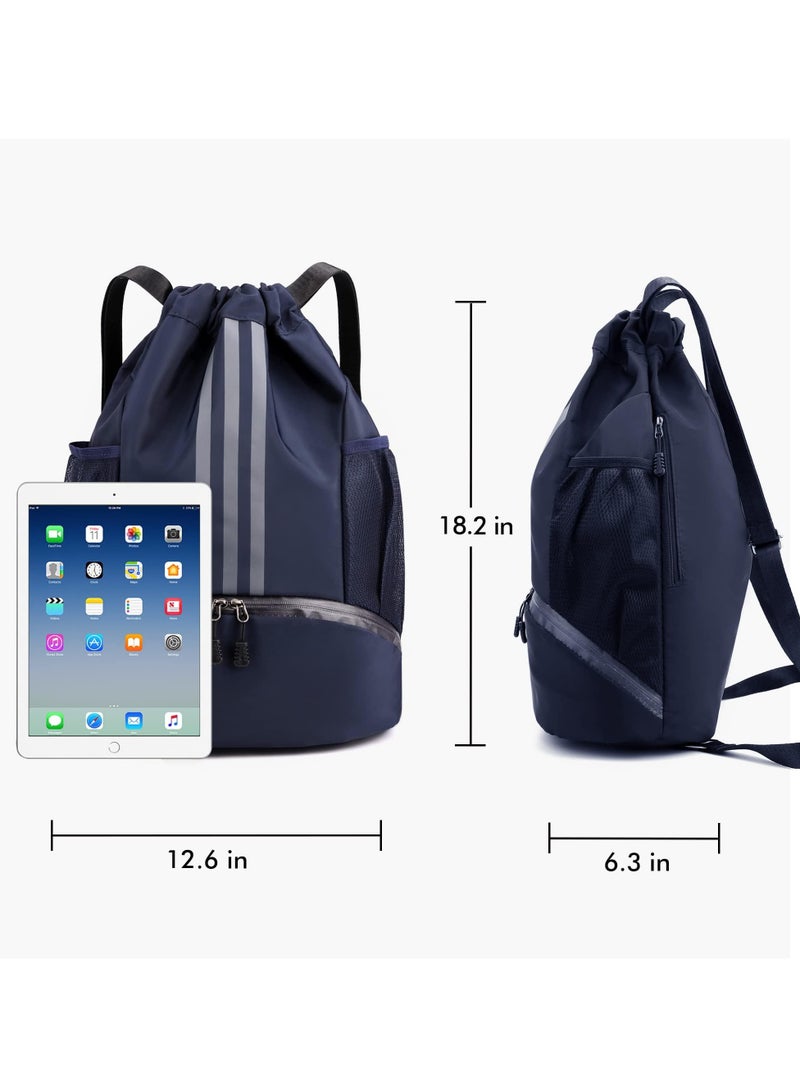 TRASSLE Drawstring Backpack Drawstring Bag Gym Sack String Bag, Basketball Bag Bundle Pocket Drawstring Backpack Student School Bag Football Bag Storage Bag Large Capacity Fitness  - Image 4