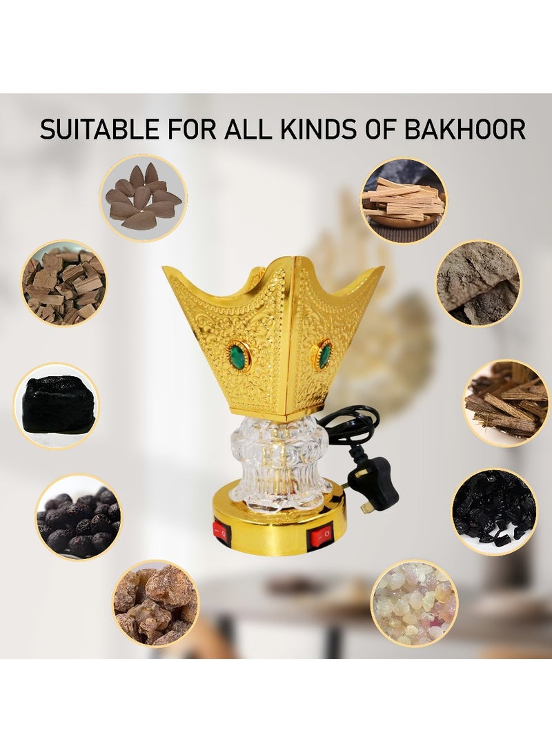Bakhoor BoSidin Electric Oud Burner – Elegant Crystal Base Design with Dual Switch Control – Stylish Mabkhara for Home, Office & Gift Use - Image 4