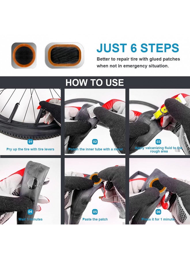 Exppsaf Exppsaf Bike Inner Tire Patch Repair Kit - with 15 PCS Vulcanizing Patches, 6 PCS Pre Glued Patchs, Portable Storage Box, Metal Rasp and Lever - Also for MTB BMX Road Mountain Bicycle Travel - Image 2