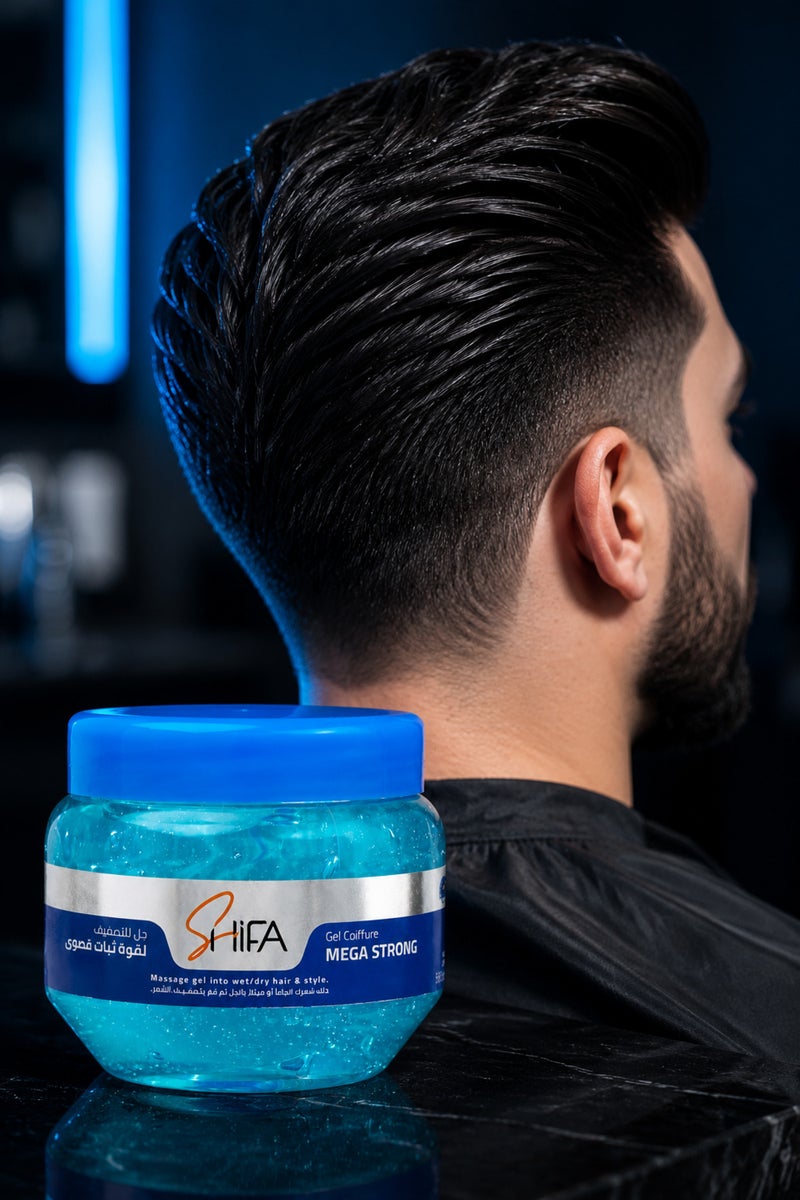 SHIFA Mega Strong Hair Gel 165 ml, Strong-Hold Styling for Everyday Use, Blue - Image 1