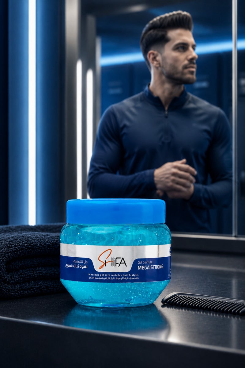 SHIFA Mega Strong Hair Gel 165 ml, Strong-Hold Styling for Everyday Use, Blue - Image 4