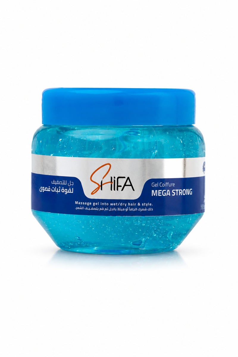 SHIFA Mega Strong Hair Gel 165 ml, Strong-Hold Styling for Everyday Use, Blue - Image 2