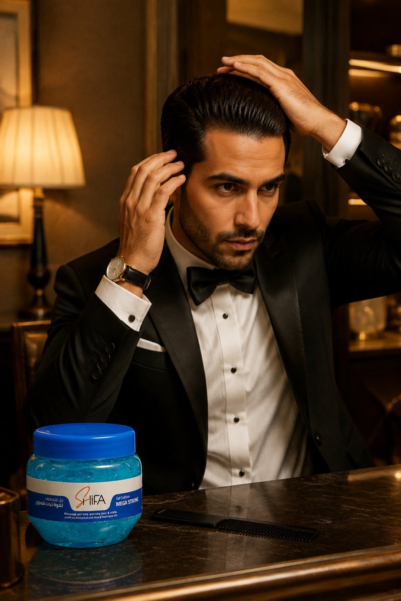SHIFA Mega Strong Hair Gel 165 ml, Strong-Hold Styling for Everyday Use, Blue - Image 3