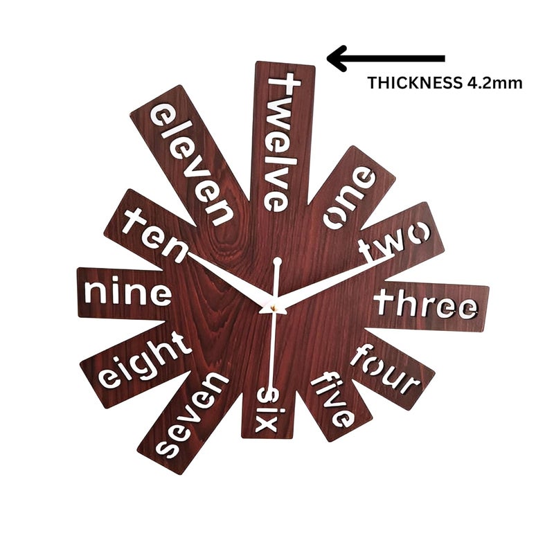 9br 12 Inch Wooden Wall Clock Maroon Small Size 30 Cm x 30 Cm 310 - Image 3