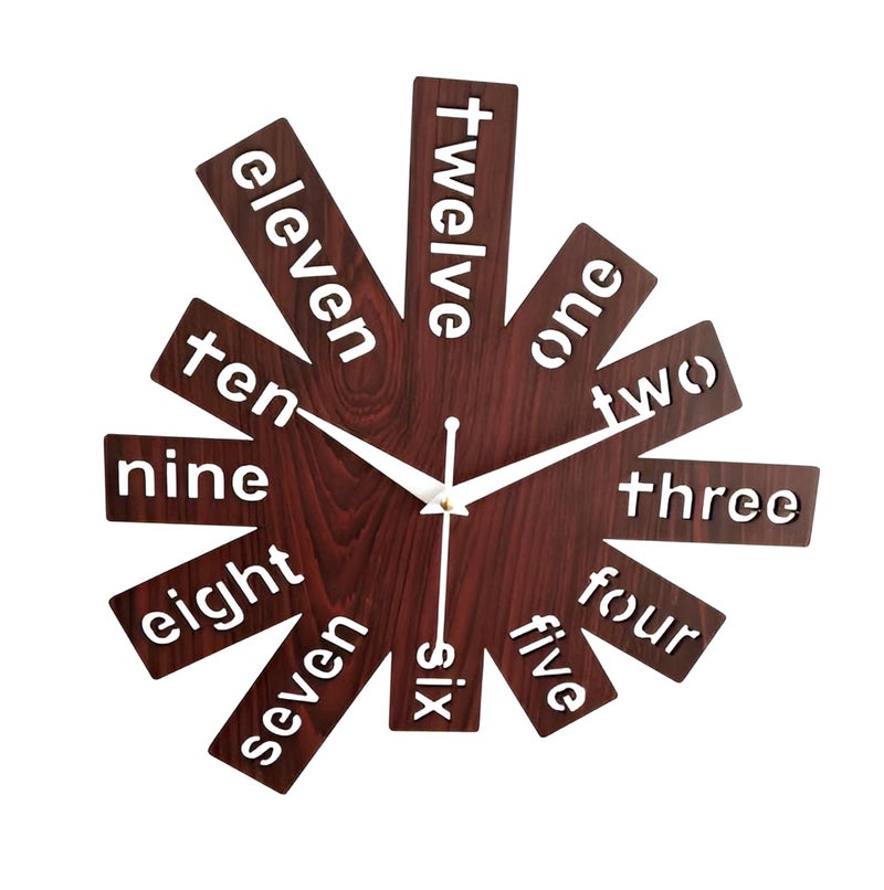 9br 12 Inch Wooden Wall Clock Maroon Small Size 30 Cm x 30 Cm 310 - Image 1