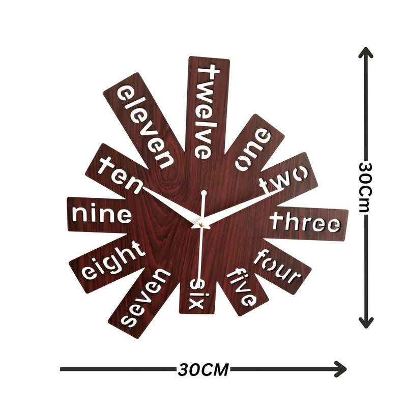 9br 12 Inch Wooden Wall Clock Maroon Small Size 30 Cm x 30 Cm 310 - Image 2