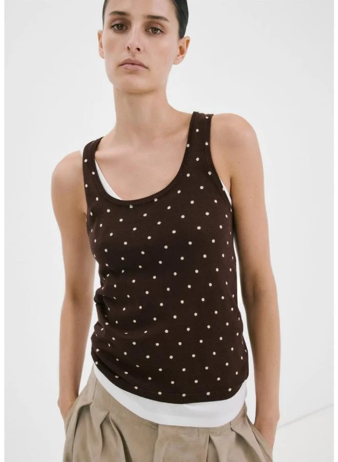 مانجو Polka-dot knitted top