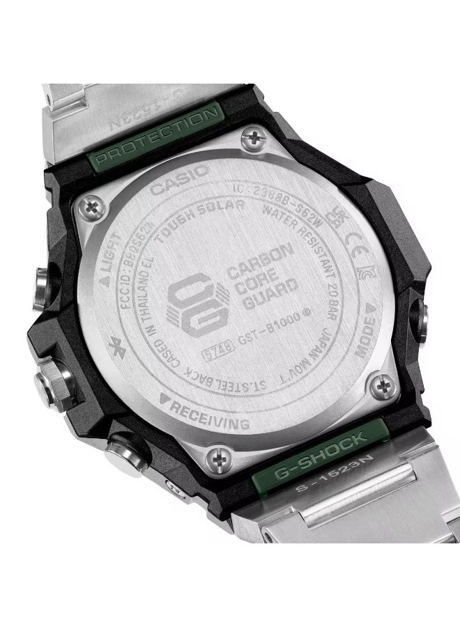 G-SHOCK G‑Steel Solar Men's Watch GST‑B1000D‑3ADR, 44.2 mm Textured Green Dial, Stainless Steel & Resin Case & Bracelet, Shock Resistant, Bluetooth, 200 m WR - Image 4