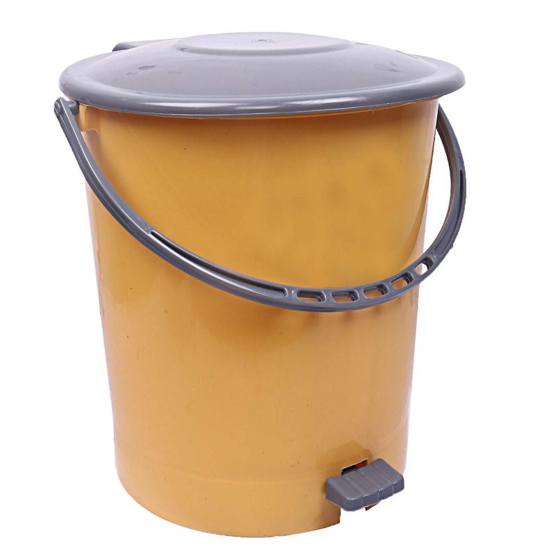 Kuber Industries Plastic 2 Pieces Dustbin Garbage Bin with Handle, 10 Liters (Yellow & Grey) - CTKTC22819 - Image 3