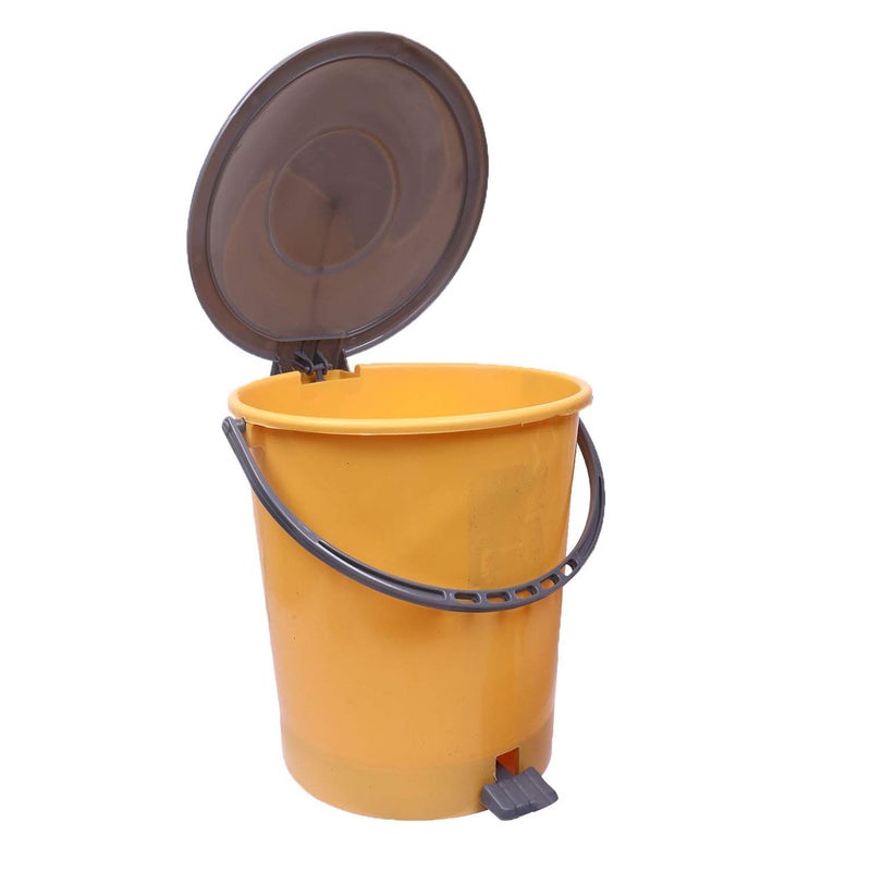 Kuber Industries Plastic 2 Pieces Dustbin Garbage Bin with Handle, 10 Liters (Yellow & Grey) - CTKTC22819 - Image 4