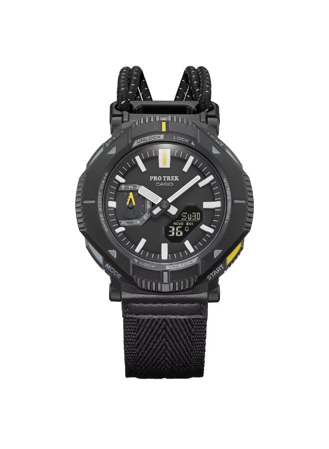 CASIO PRO TREK Analog‑Digital Solar Watch PRJ‑B001B‑1D, 50.3 mm Black Dial, Bio‑Resin Case & Cloth Band, Bluetooth, 100 m WR, Rotary‑Guard Bezel - Image 3