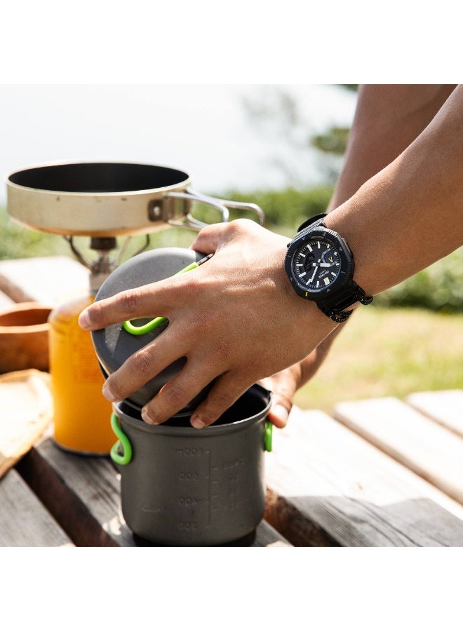 CASIO PRO TREK Analog‑Digital Solar Watch PRJ‑B001B‑1D, 50.3 mm Black Dial, Bio‑Resin Case & Cloth Band, Bluetooth, 100 m WR, Rotary‑Guard Bezel - Image 5