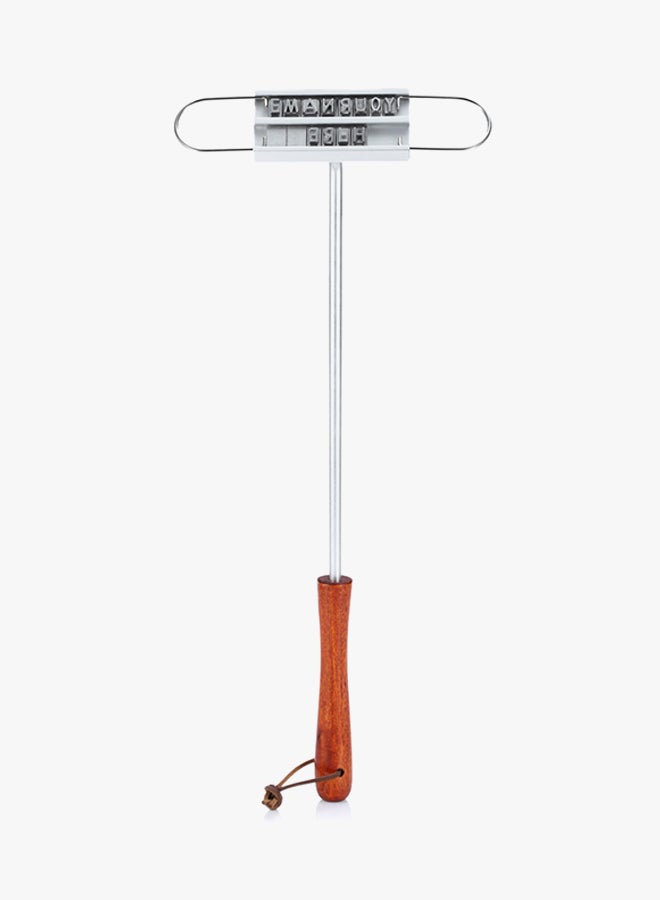 إسكدنيا عصا حديدية لتوسيم لحم الستيك يمكن تغيير حروفها فضي/بني - Image 2