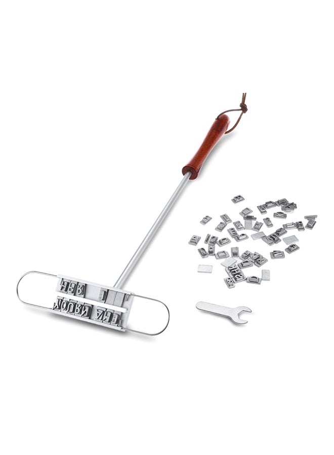 إسكدنيا عصا حديدية لتوسيم لحم الستيك يمكن تغيير حروفها فضي/بني - Image 1