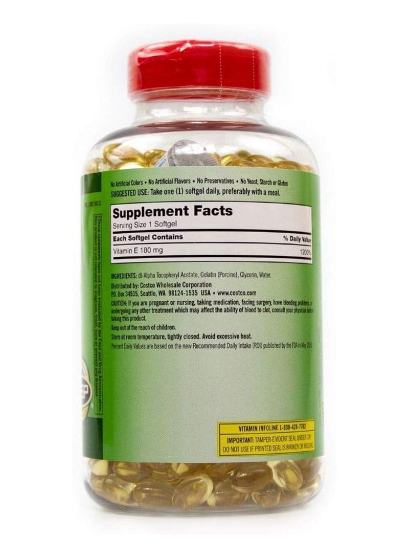 Kirkland Signature Vitamin E 400 I.U. 500 Softgels Bottle  - Image 2