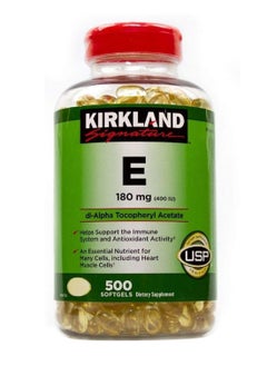 Kirkland Signature Vitamin E 400 I.U. 500 Softgels Bottle  - Image 1