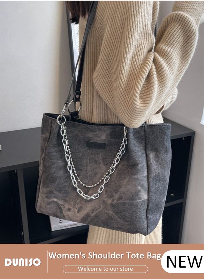 DUNISO - Women's Shoulder Tote Bag Canvas Handbag For Women Large Capacity Crossbody Bag Fashionable Travel Messenger Shoulder Bag For Ladies Girls College Students - Image 1