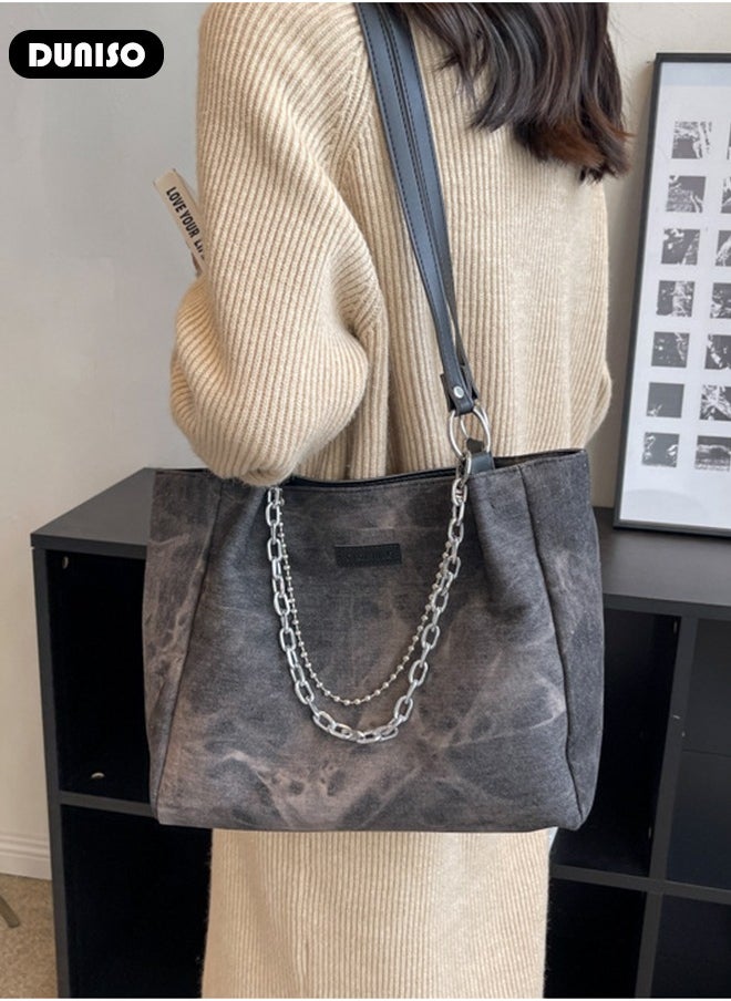 DUNISO - Women's Shoulder Tote Bag Canvas Handbag For Women Large Capacity Crossbody Bag Fashionable Travel Messenger Shoulder Bag For Ladies Girls College Students - Image 1