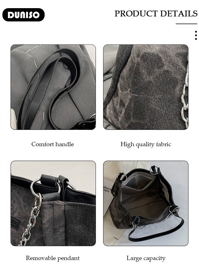 DUNISO - Women's Shoulder Tote Bag Canvas Handbag For Women Large Capacity Crossbody Bag Fashionable Travel Messenger Shoulder Bag For Ladies Girls College Students - Image 1