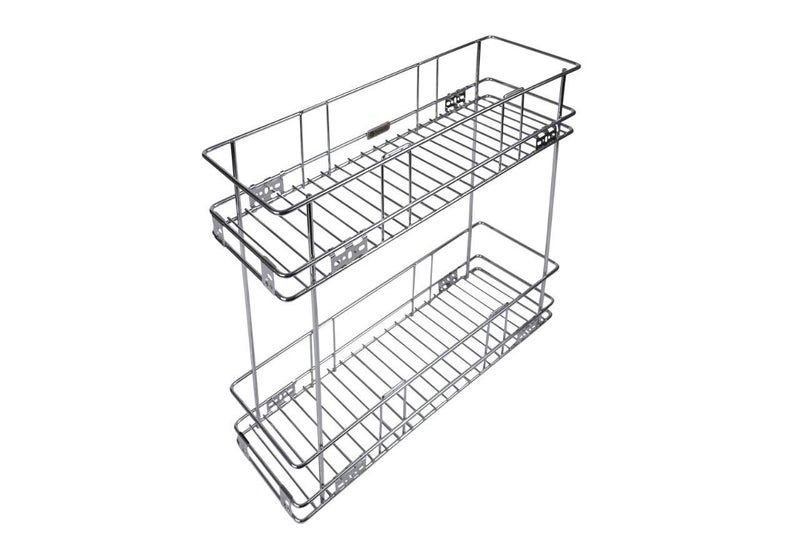 SANJARI Stainless Steel 2 Shelves Bottle Pullout Basket + With 20 Inch Telescopic Channel (10 W X 20 D X 17 H) - Image 2