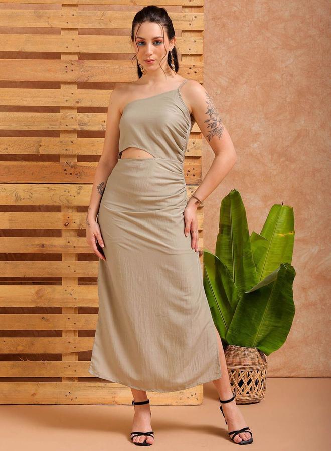 Freehand Women Grey One Shoulder Neck Maxi Dress - Image 2