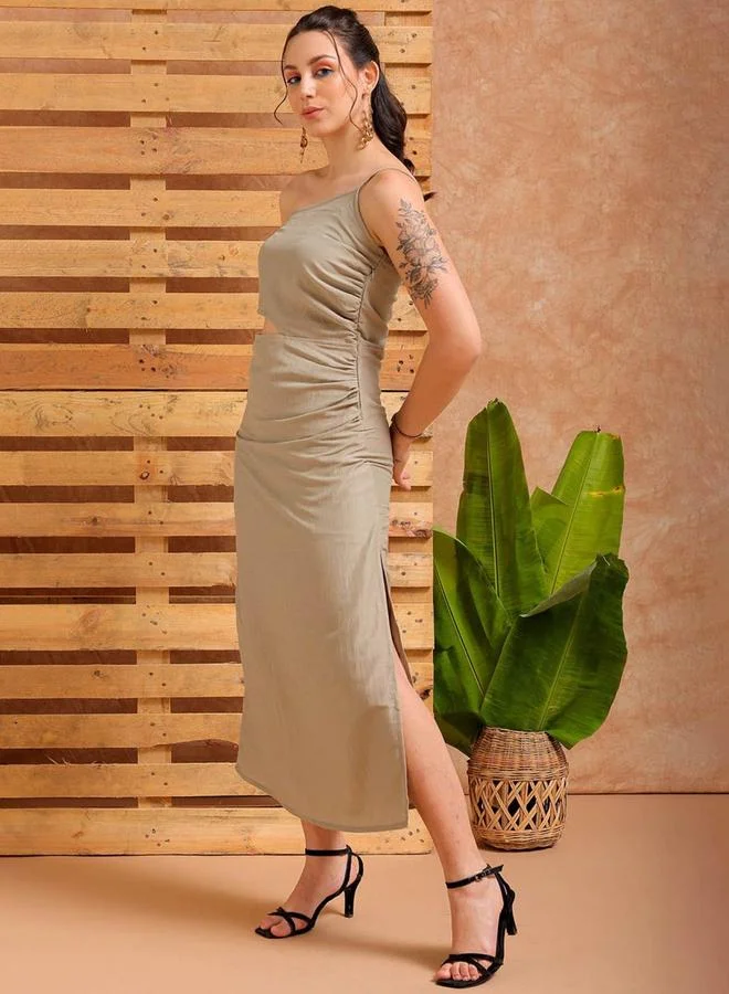 Freehand Freehand Women Grey One Shoulder Neck Maxi Dress