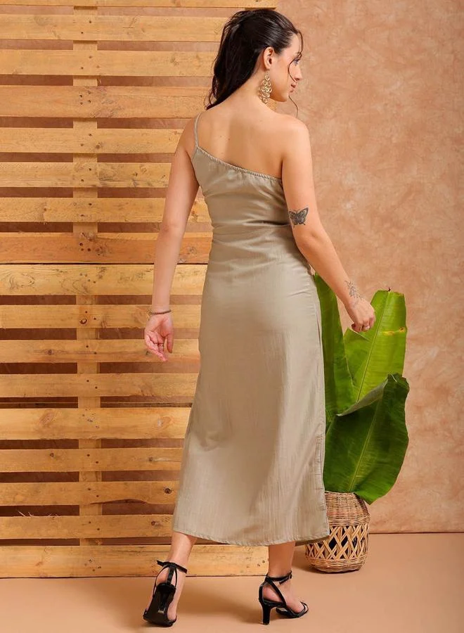 Freehand Freehand Women Grey One Shoulder Neck Maxi Dress