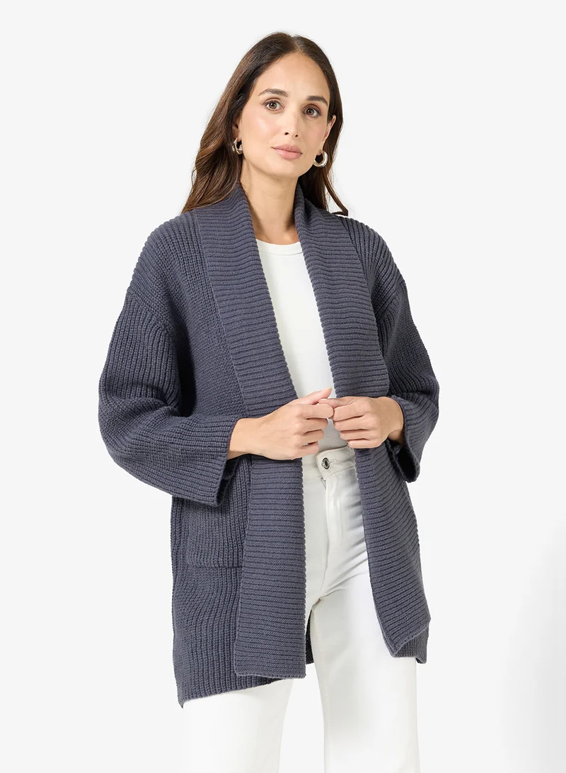 ELLA Front Open Ribbed Cardigan