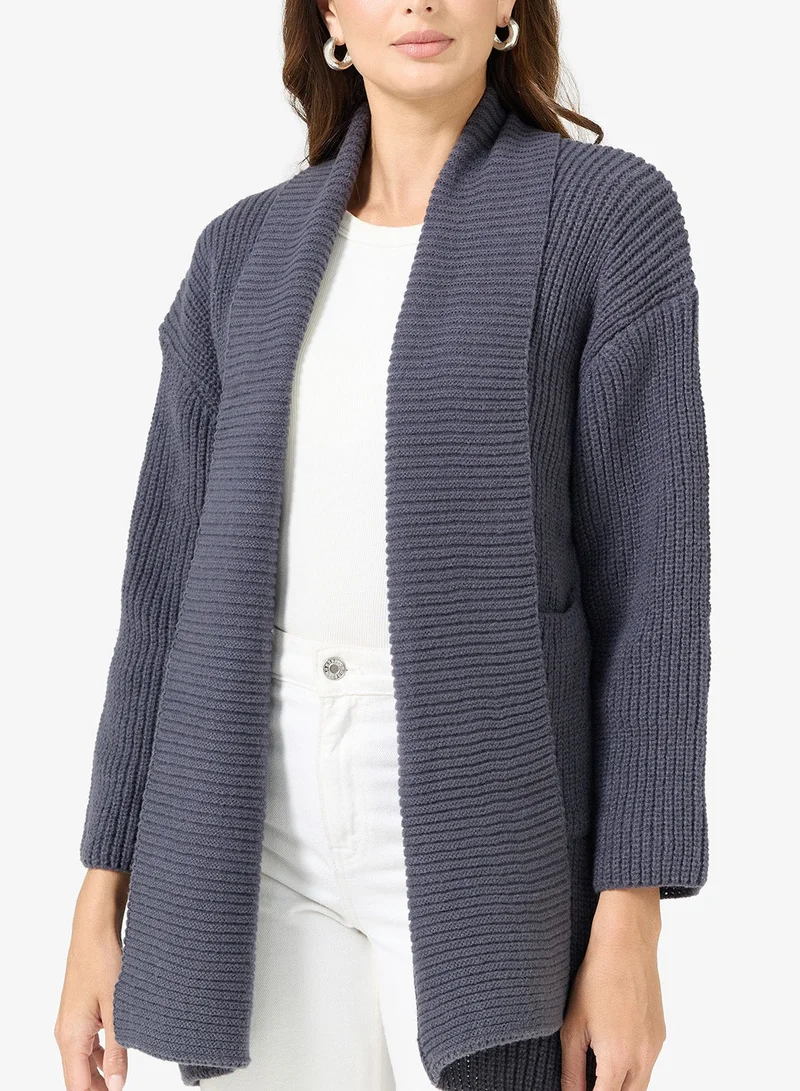 ELLA Front Open Ribbed Cardigan