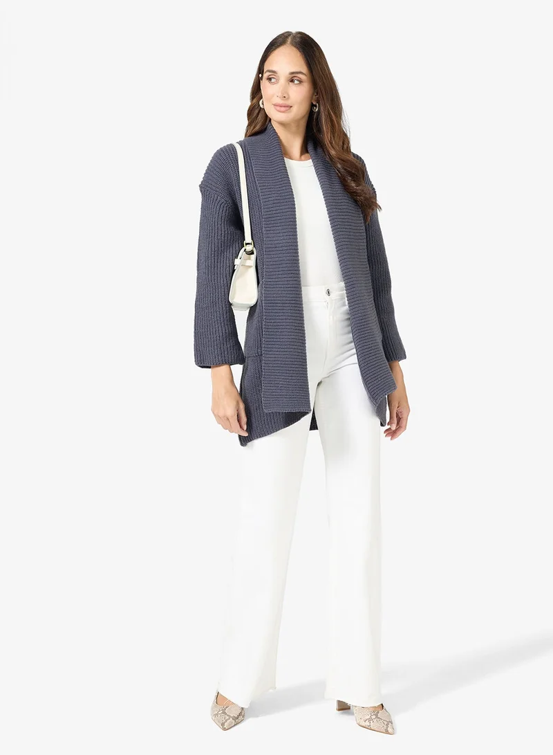 ELLA Front Open Ribbed Cardigan