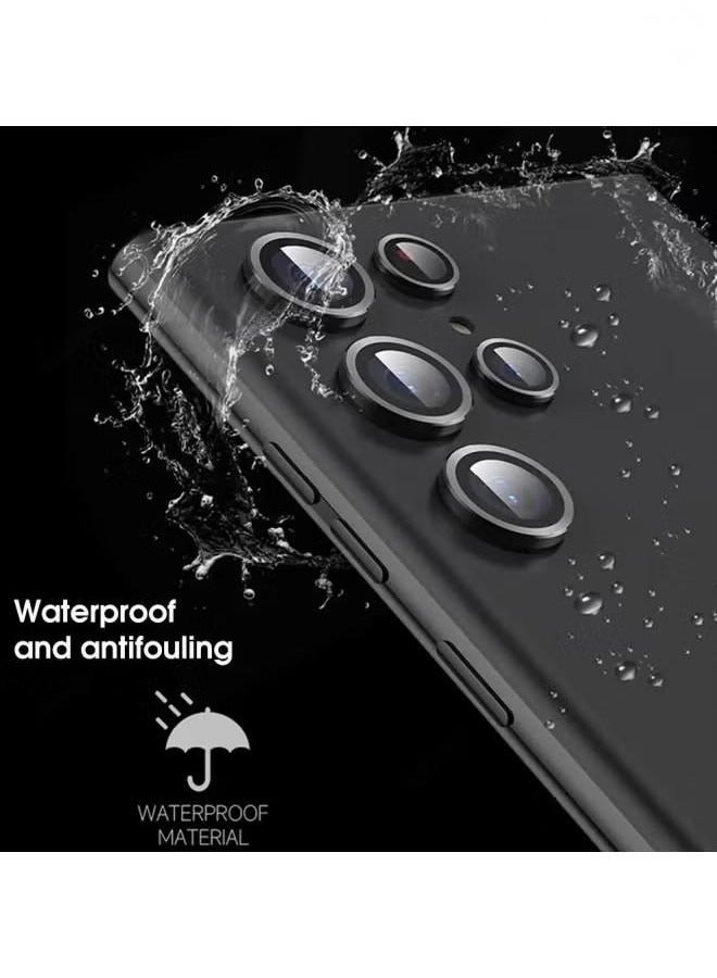 Camera Lens Glass Protector With Ring For Samsung Galaxy S24 Ultra Scratch-Resistant Ultra-Thin Tempered Glass with Aluminum Edge Scratch-Resistant Ultra-Thin Tempered Glass with Aluminum Edge, Black  - Image 2