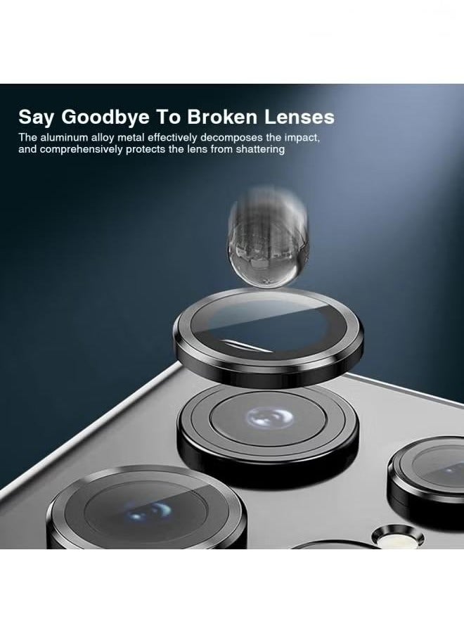 Camera Lens Glass Protector With Ring For Samsung Galaxy S24 Ultra Scratch-Resistant Ultra-Thin Tempered Glass with Aluminum Edge Scratch-Resistant Ultra-Thin Tempered Glass with Aluminum Edge, Black  - Image 4