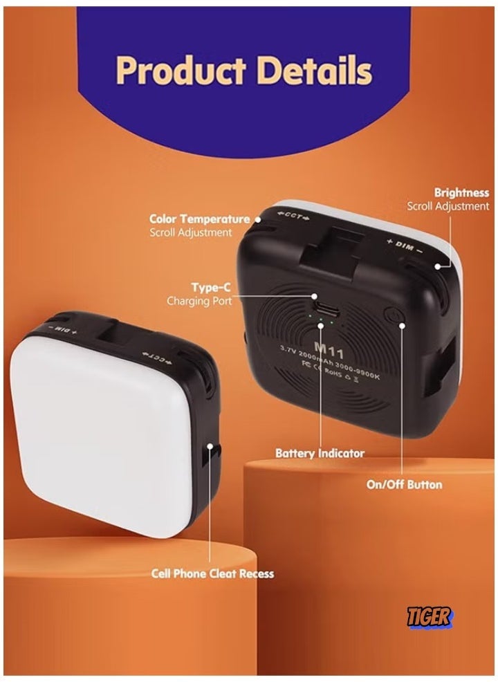 TIGER Selfie Light with Front & Back Clip – 3000-9900K Dimmable LED Portable Phone Light, 2000mAh Rechargeable Video Light for Phone Camera, Laptop, TikTok, Makeup & Photography – Adjustable Brightness for Perfect Lighting - Image 1