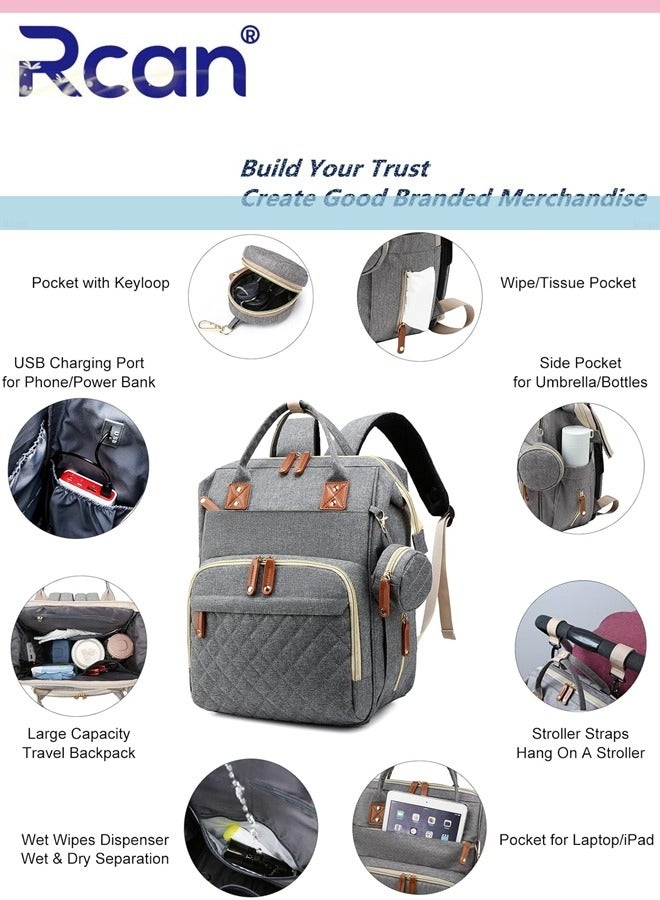 Rcan Baby Diaper Bag Backpack with USB Port Outdoor Travel Large Capacity Durable Maternity and Baby Bag Multifunctional Waterproof Handbag for Baby Mother  - Image 3
