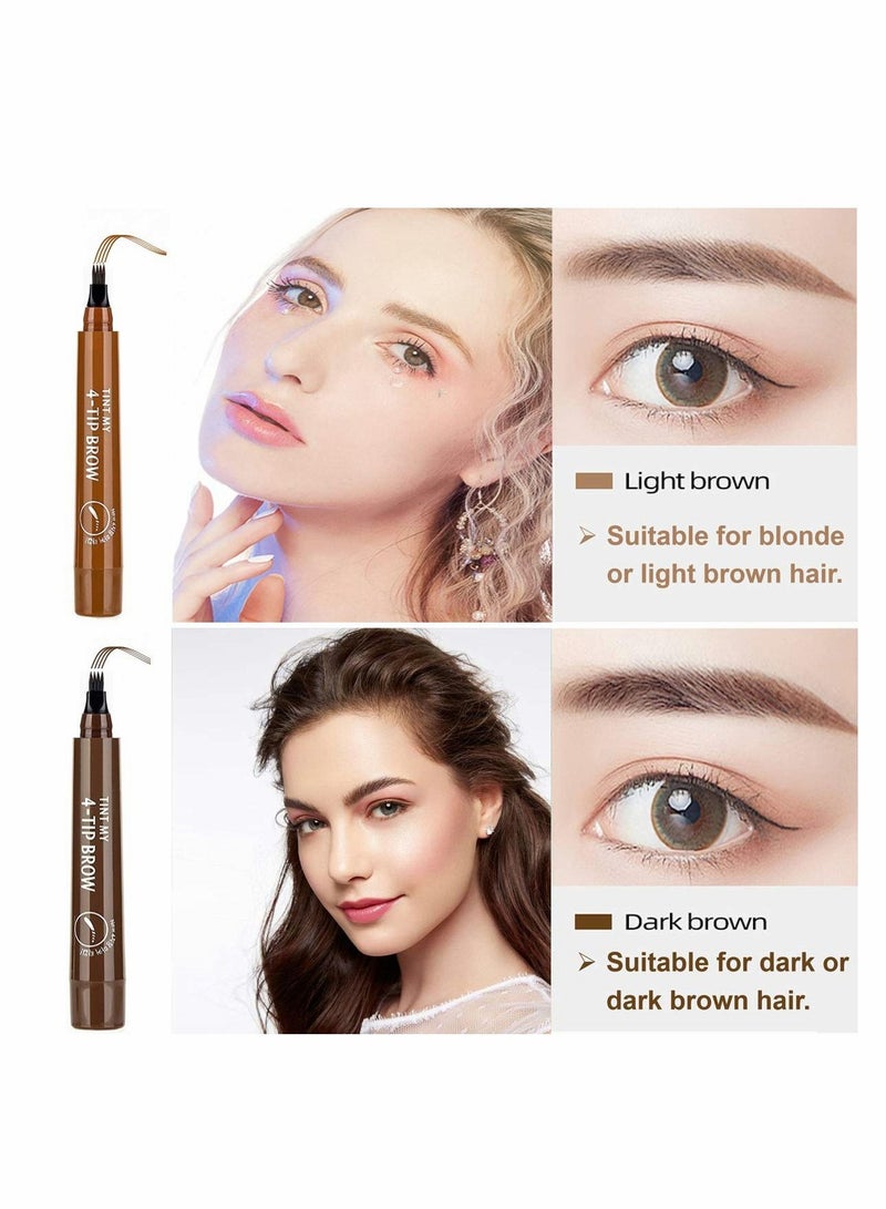 Excefore Dark Brown Eyebrow Pen, 3 Pcs Waterproof 4 Point Eyebrow Pencil  - Image 5