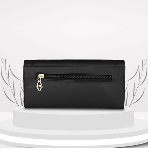 ALSU Women's Hand Wallet Purse Clutch | Phone Pocket | Coin Pocket | 4 Card Slots (Black) - Image 3