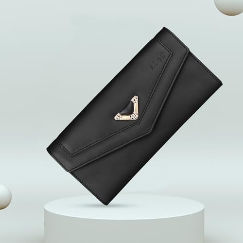 ALSU Women's Hand Wallet Purse Clutch | Phone Pocket | Coin Pocket | 4 Card Slots (Black) - Image 4