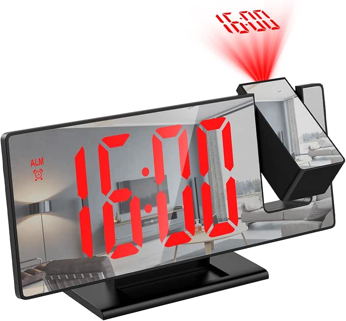 ORIA Projection Alarm, Newest LED Electronic Alarm Clock, Mirror Alarm Clock for Bedroom, Digital Projection Clock on Ceiling Wall with Large Display, Temperature, Adjustable Brightness, Snooze