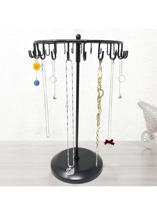 jaexest Rotating Necklace Holder – Jewelry Organizer Display Stand – 15.7-Inch Tall with 23 Hooks – Space-Saving Storage for Necklaces, Bracelets, Earrings – Black - Image 5