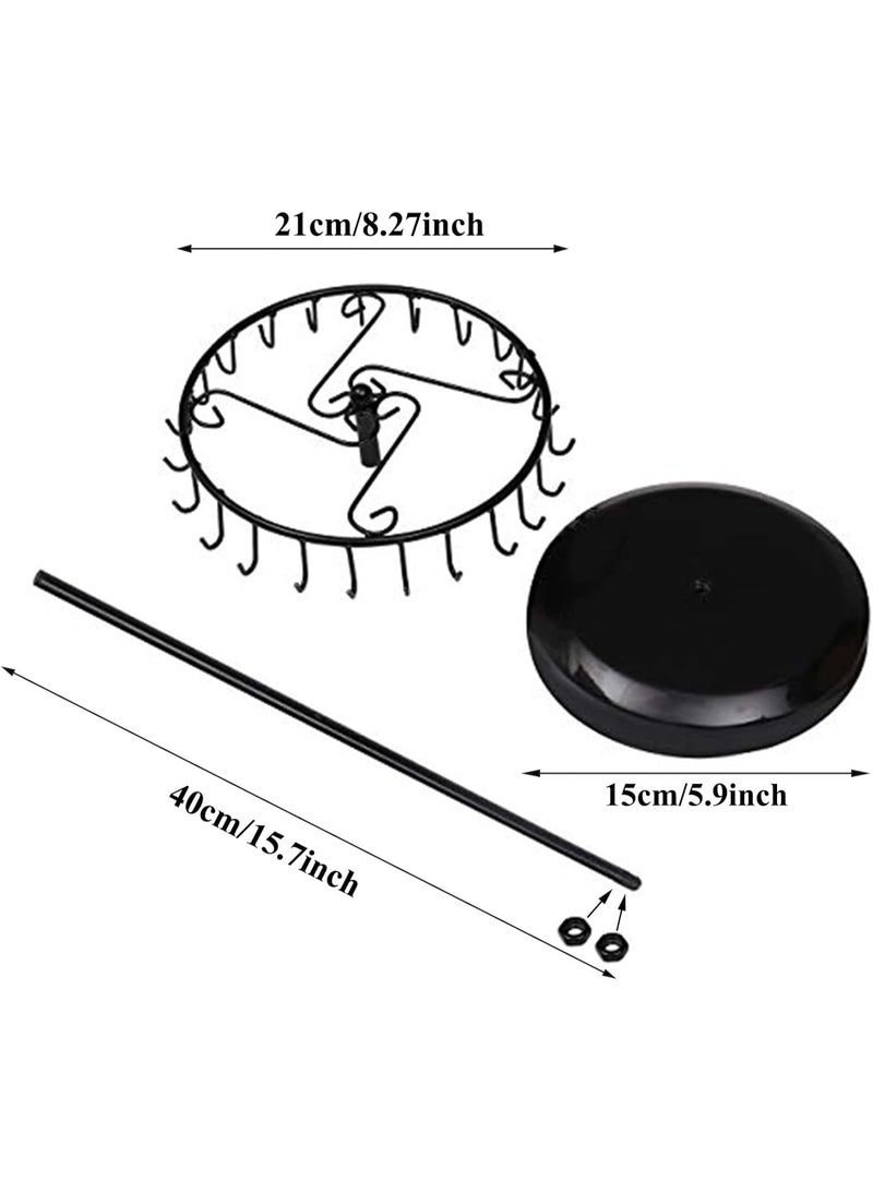 jaexest Rotating Necklace Holder – Jewelry Organizer Display Stand – 15.7-Inch Tall with 23 Hooks – Space-Saving Storage for Necklaces, Bracelets, Earrings – Black - Image 2