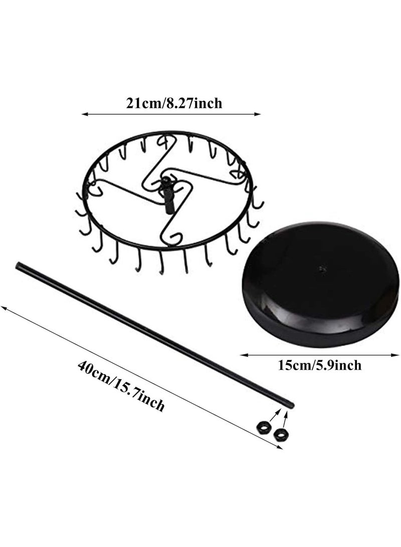 jaexest Rotating Necklace Holder – Jewelry Organizer Display Stand – 15.7-Inch Tall with 23 Hooks – Space-Saving Storage for Necklaces, Bracelets, Earrings – Black - Image 3