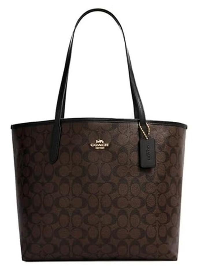 coachoutlet COACH City Tote Bag In Signature Canvas, Women's Shoulder Bag, Women's Shopper Tote Bag, Women's Hand Bag, Women's  Travel Bag, 33cm-Walnut-Black - Image 1