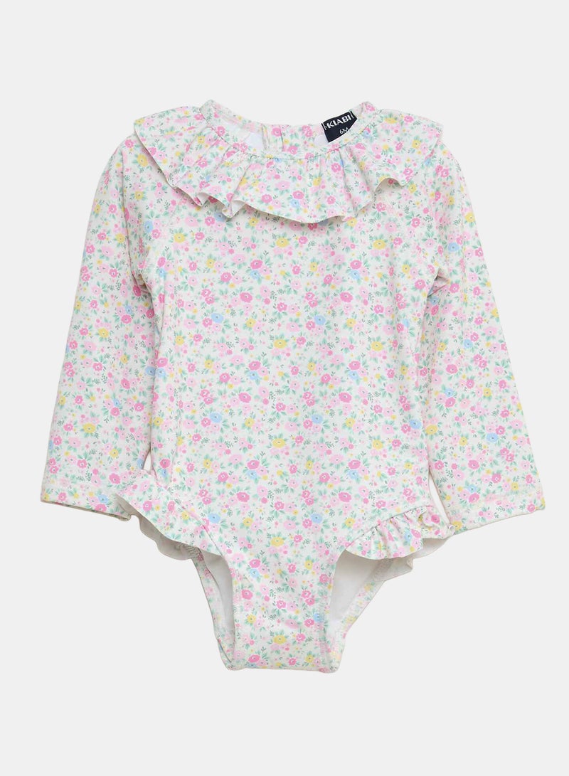 Kiabi Long-Sleeve Swimsuit Onesie White - Image 1