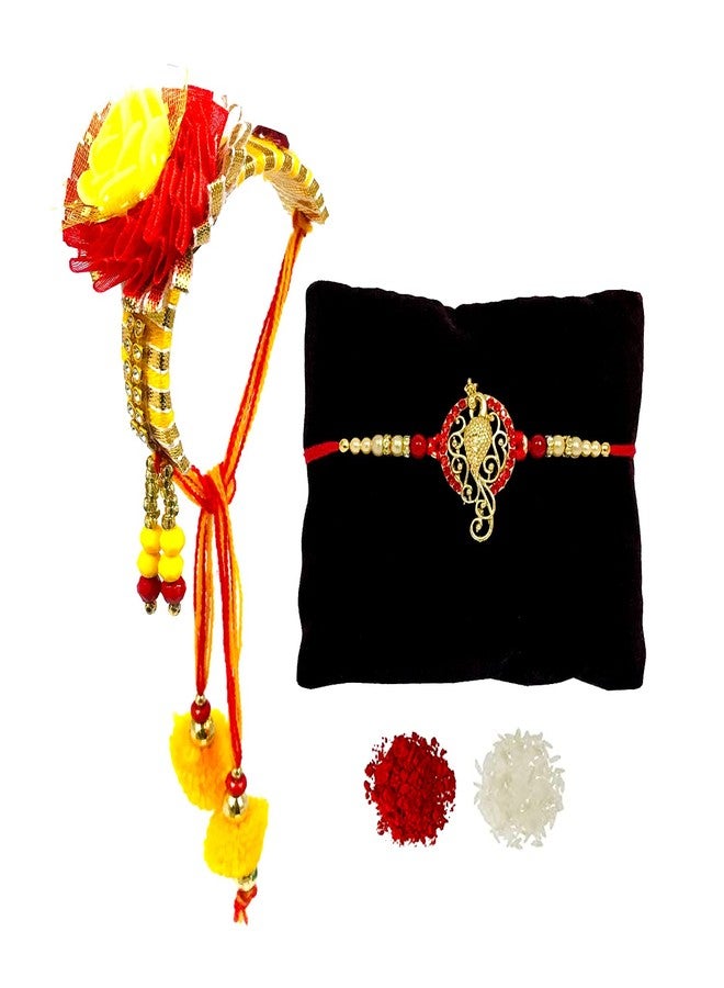 Evisha Rakhi With Bhabhi Rakhi Lumba Cuda Hanging Rakhi For Brother | Rakhi Combo-115-Kada-27 | rakhi || rakhi set || rakhi for brother - Image 1