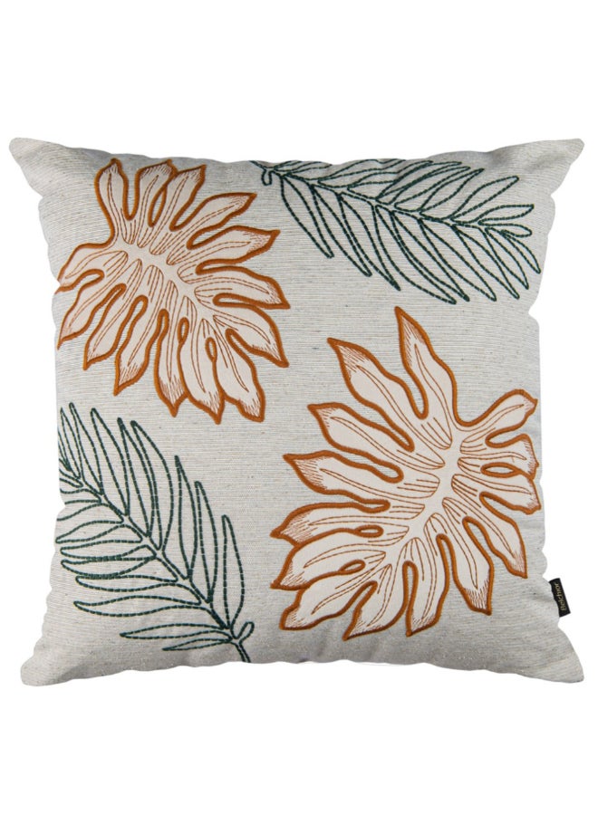 Concept Leaf Embroidery Square Shaped Decorative Cushion Multicolour 50 x 50 cm 472410