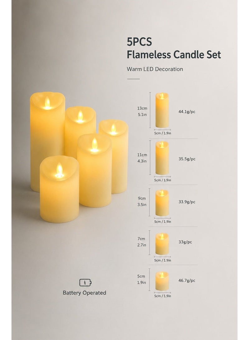 5PCS Flameless LED Candles Battery Operated Flickering Pillar Candles for Home Decoration - Image 5