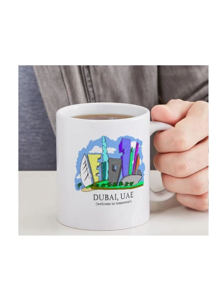 RYN Dubai UAE Ceramic Coffee Mug 11oz - Creative Architectural Design, Reusable, Machine Washable, Multipurpose, No Electricity Needed - Ideal Gift for Middle East Enthusiasts - Image 3