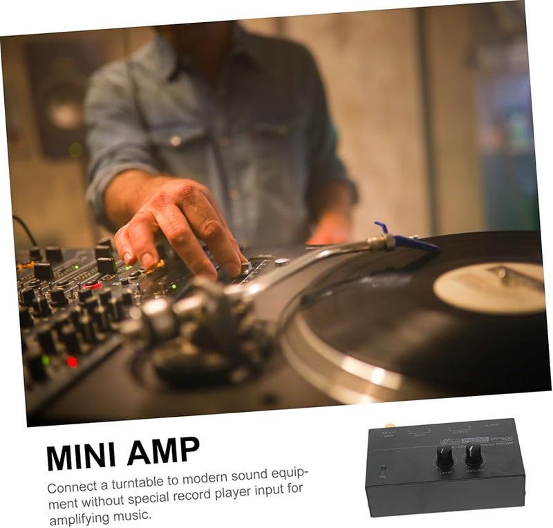 Compact Black Phono Preamp for Vinyl Record Player Turntable Home Stereo System - Image 3