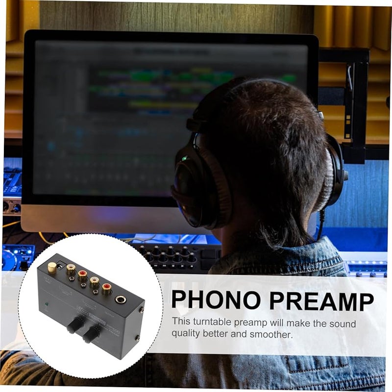 Compact Black Phono Preamp for Vinyl Record Player Turntable Home Stereo System - Image 5